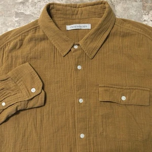 Outerknown Shirt Mens XL Yellow Solid Organic Cotton Textured Knit Long Sleeve - Picture 1 of 13