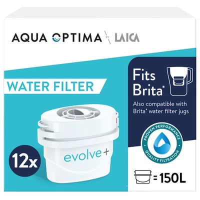 Water Filter Cartridges 12 Pack Aqua Optima by LAICA Evolve+ Fits Brita* - Image 1 of 4