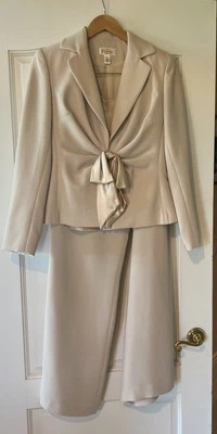Vintage Talbots 3 pc classic champagne lined pantsuit silk camisole bow 8 - Image 1 of 4