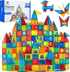 Magnetic Tiles 56 PCS, Magnetic Tiles for Kids & Toddlers Ages 3-8, Magnet Toy - Picture 1 of 7