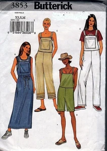 Butterick 3853 Sewing Pattern Misses Jumper Overalls Sizes XS-S-M - Picture 1 of 2