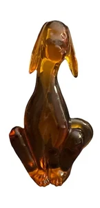 Wikinger MCM Modern Glas Honig Bernstein Hund Hund Epic Line Figur 9" Mid Century - Bild 1 von 10