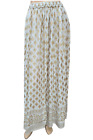 Pakistani Indian Rayon Printed Long Maxi Skirt, Pleated Burgundy White
