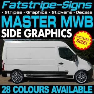 para adaptarse a RENAULT MASTER MWB L2 PEGATINAS GRÁFICAS A RAYAS CALCOMANÍAS FURGONETA DE DÍA - Imagen 1 de 2