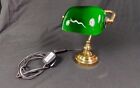 Small 20 cm Bankers Lamp Brass Finish Frame With 14 cm Green Glass Shade