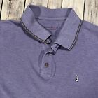 John Varvatos Peace Hand Sign Embroidered Polo Shirt Large Mens Purple Cotton