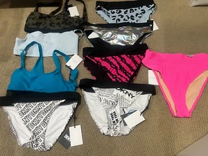 Large Lot 9 DKNY Women's Bathing Suits Tops Bottoms Size Large Swimsuit NWT - Picture 1 of 9