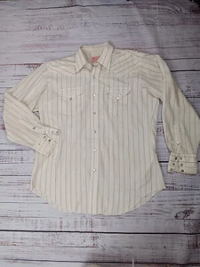 H Bar C Shirt Men’s 16 1/2 35 White Western California Ranchwear Snap Buttons - Picture 1 of 11