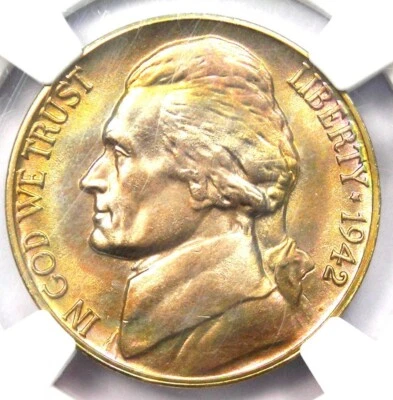 1942-D Jefferson Nickel 5C - NGC MS68 5FS - Top Pop 3/0 - $6,500 Value! - Image 1 of 4