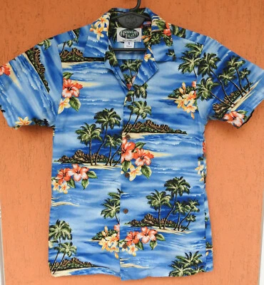 Hawaiian Islands Shirt Floral Palms Short Sleeve Button Up Made in USA (XS/S) - Image 1 of 4