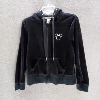 VINTAGE Disney Parks Junior Sweatshirt Medium Hoodie Mickey Mouse Rhinestone - Image 1 of 4