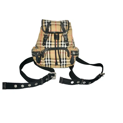 BOLSO MOCHILA BURBERRY LONA CUADROS CAMEL NUEVO CON ETIQUETAS CON RIBETE DE CUERO Foto 1 de 4