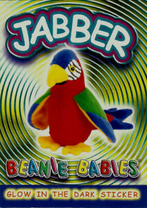 JABBER, GLOW IN THE DARK STICKER, BEANIE BABIES CARD SERIES 4, YEAR 1999