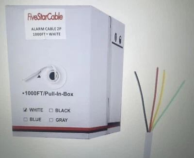 1000FT Security Cable 22/4AWG Stranded Unshielded CCA Fire Burglar Alarm Wire - Image 1 of 4