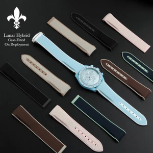 Correas de reloj lunar híbrido FKM de goma y cuero X luna montaje e despliegue - Imagen 1 de 30