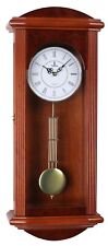 Red Wood Wall Pendulum Clock - Elegant & Decorative - 26.75x11.5 inch - Quiet