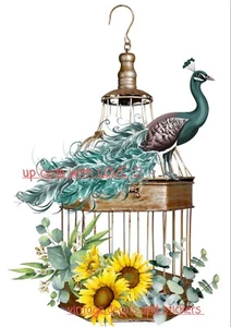 PEGATINA DE VINILO FLORAL TOBOGÁN DE AGUA FLORAL AMARILLO PAVO REAL PARA TRANSFERENCIA DE MUEBLES ❤ - Imagen 1 de 8