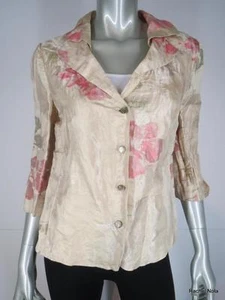 Chaqueta Blazer Armani Collezioni Talla 8 M Seda Oro Metálico Rosa Floral 3/4 Slv - Imagen 1 de 12
