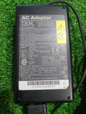 Adaptador de fuente de alimentación de CA IBM P/N 83H6339 16V 3.36A genuino OEM Foto 1 de 3