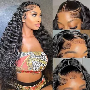 Deep Wave Lace Front Wigs 13x4 Lace Frontal Wigs for Women Curly Human Hair Wigs - Picture 1 of 8