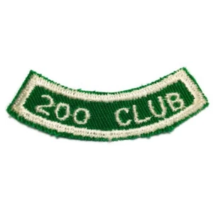 200 Club Mini Crescent Curve Aufnäher Bowling Award grün weiß 2 1/4" x 1/2" - Bild 1 von 5