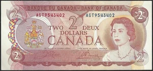 1974 $2 Bank of Canada Note Crow-Bouey AGT Prefix BC-47b (A/U) - Picture 1 of 2