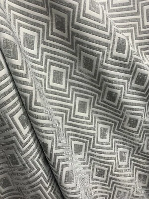 LIGHT GRAY GEOMETRIC CHENILLE UPHOLSTERY BROCADE FABRIC (54 in.) Sold BTY - Image 1 of 4