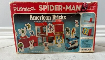 Spider-Man American Bricks 110 piezas juguete de construcción Playskool vintage 1977 Marvel Foto 1 de 4