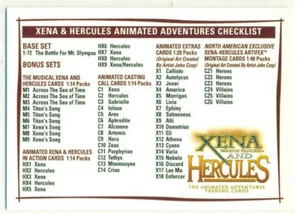 CHECKLIST CARD - XENA: WARRIOR PRINCESS & HERCULES ANIMATED ADVENTURES - #C1 - Foto 1 di 2