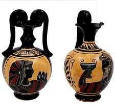 2 Black figure Vases 13cm,Ancient Greek Pottery,God Dionysus,Goddess Aphrodite