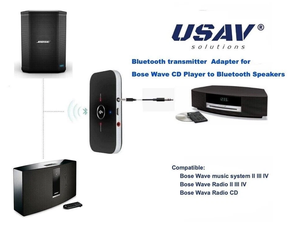 Bluetooth transmitter  Adapter for Bose Wave CD Player to Bluetooth Speakers - Image 1 of 1