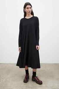 Kowtow Building Block Dress Size Small 100% Organic Cotton Long Sleeve Black