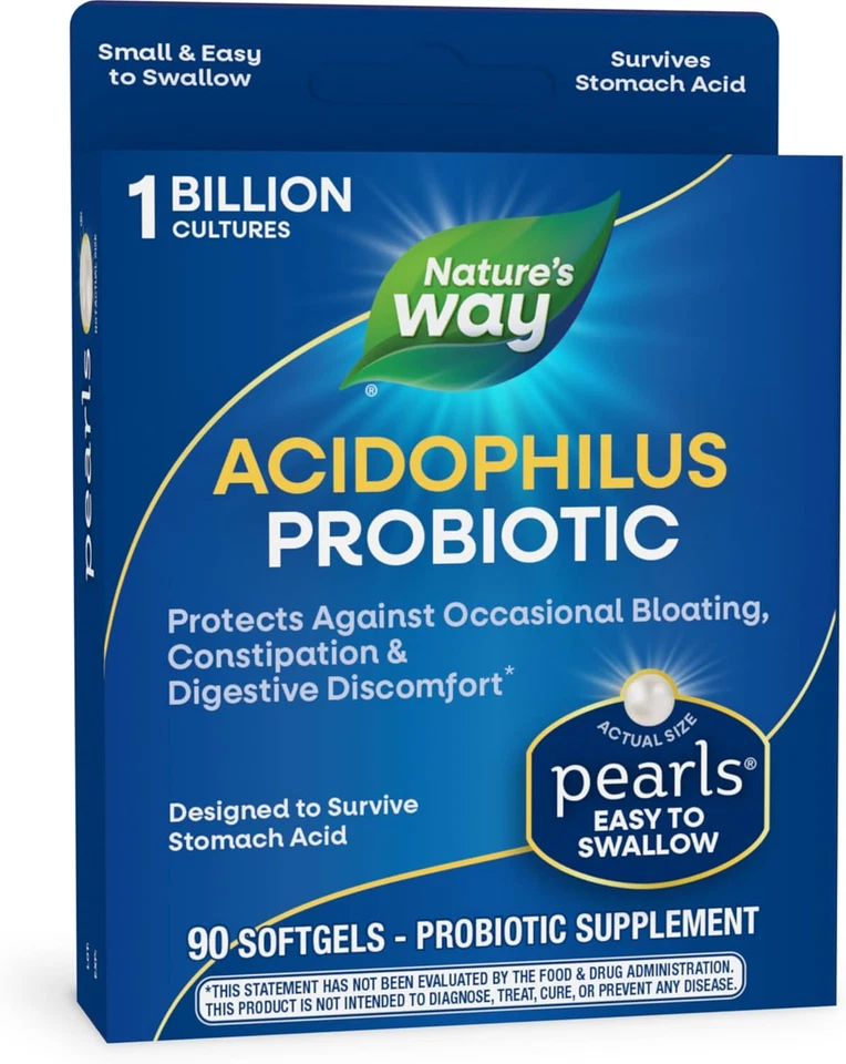 Perlas probióticas Nature'S Way Acidophilus, apoya la digestión 90 cápsulas blandas Foto 1 de 4