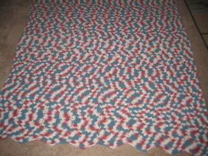 Crochet Afghan Ripple pattern in one multi colored yarn 59"x 50" - Picture 1 of 4