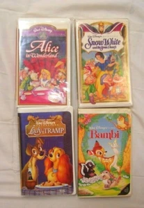 4 VHS Tapes-Walt Disney-BAMBI-SNOW WHITE-LADY & THE TRAMP-ALICE IN WONDERLAND - Bild 1 von 7