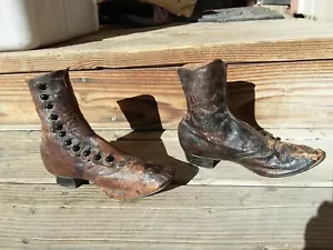 Antique 1800s Leather Victorian Button-Up Shoes CIVIL WAR ERA? Fashion Apparel - Picture 1 of 11