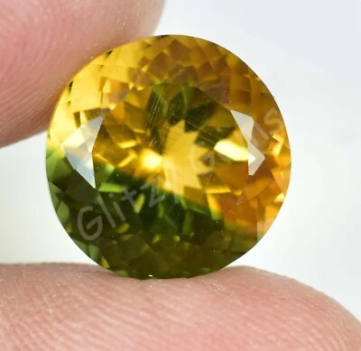 Natürlich Zweifarbig ( Gelb & Grün) Turmalin 7.60 CT Rund Zertifiziert Edelstein - Bild 1 von 4