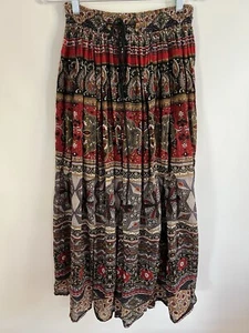 Basic Editions Women's Earth Tones Maxi Mixed Print Peasant Hippie Boho Skirt M - Picture 1 of 3