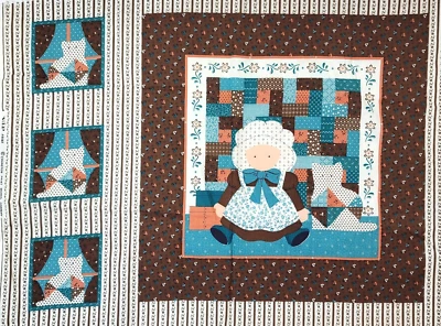 Vtg Cranston Prairie Girl Cat Fabric Panel Floral Patchwork Quilt Pillow 6Square - Image 1 of 4