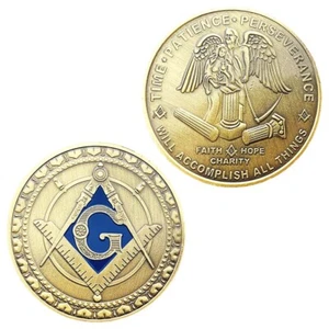 Mason Masonic Freemason Freemasonry Faith Hope Charity Commemorative Coin Gift - Picture 1 of 4