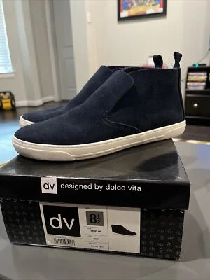 女式 DV by Dolce Vita Roselyn 高帮蓝色麂皮绒运动鞋 8.5 码 — 第 1/4 张图片