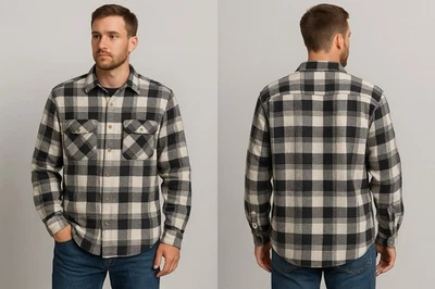 VTG USA Fieldmaster Flannel 100% Cotton Plaid Button Up Shirt Adult Size X-Large - Image 1 of 4