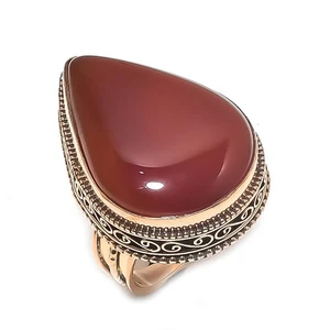 Anillo de joyería de cobre hecho a mano con piedras preciosas de cornalina talla 8 regalo X-Mas E971 - Imagen 1 de 4