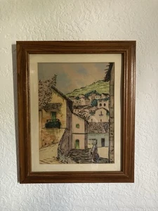 Vintage Acuarela Taxco Village Town Ohlone Artes Enmarcadas Firmado Baena Años 80’s - Imagen 1 de 15
