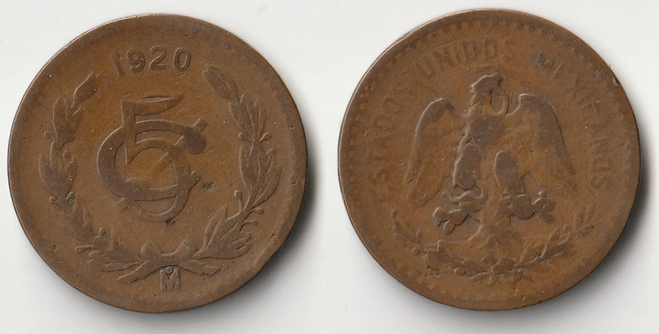 1920 Mexico 5 centavos coin - Image 1 of 1