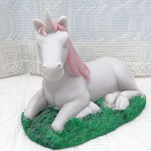 Horizon Resin Unicorn Figurine Lying Down In Grass, Fantasy Decor Unicorn Lover - Picture 1 of 7