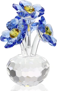 Blauer Kristall Vergissmeinnicht Blumen Figuren Sammlerstücke Glitzer Kristall Vergiss - Bild 1 von 12