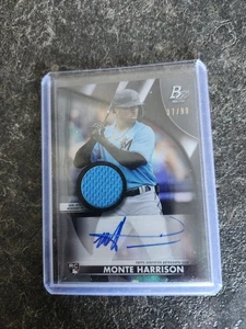 2021 Bowman Platinum Auto Jersey Rookie 37/99 Monte Harrison Card# PPAR-MH - Picture 1 of 2
