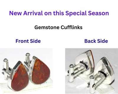 Gemelos de ágata con costura marroquí de tendencia enchapados en plata 925 tamaño 20X15 mm GW Foto 1 de 3