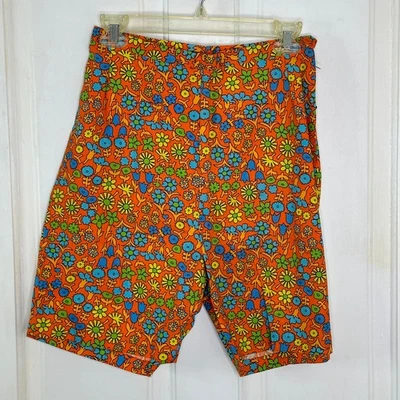 Pantalones Cortos Mujer Psicodélicos Vintage Años 60 70 Cintura Alta Mod Hippy 26"W x 7"L De Colección Foto 1 de 4